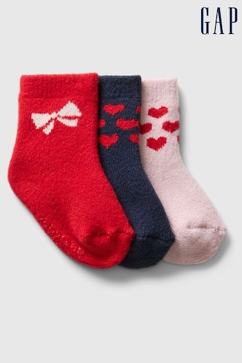 Gap Red Cosy Socks 3-Pack (Newborn-24mths) (AY0161) | £8