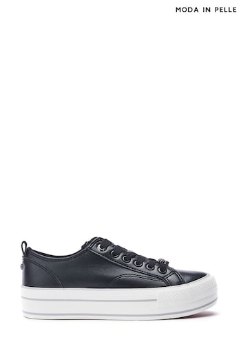 Moda in Pelle Bagnol Chunky Sole Lace up Black Trainers (AY1633) | £79