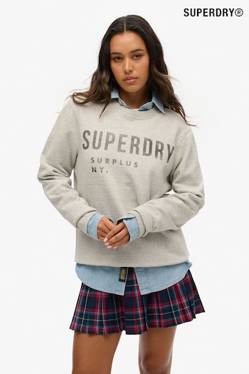 Superdry Grey Oversized Surplus Graphic Crew Sweatshirt (AY1826) | £60