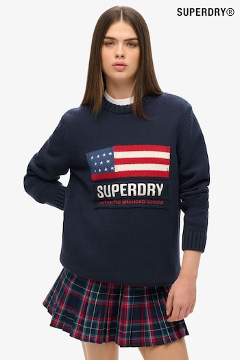 Superdry Blue Oversized Vintage Athletic Knit Jumper (AY1834) | £65