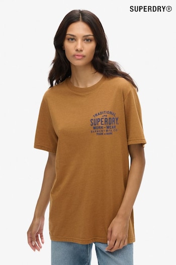 Superdry Brown Oversized Machined Goods Workwear T-Shirt (AY1842) | £30