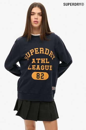 Superdry Blue Oversized Athletic Printed Sweatshirt (AY1853) | £55