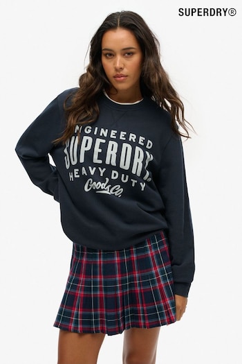 Superdry Blue Oversized Machined Goods Workwear Crew Sweatshirt (AY1864) | £55