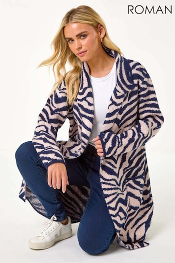 Roman Blue Petite Animal Print Knit Coatigan (AY2203) | £50