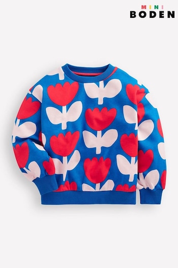 Boden Blue 100% Cotton Printed Relaxed Sweatshirt (AY2358) | £27 - £32