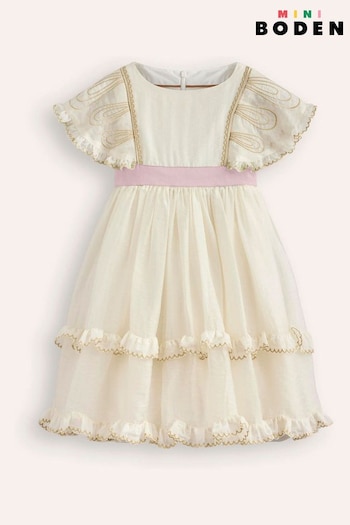 Boden Cream Organza Angel Ruffle Party Dress (AY2363) | £85 - £89