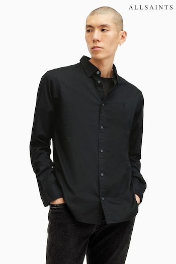 AllSaints Black Hawthorne Long Sleeve Shirt (AY2585) | £89