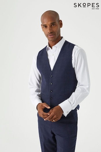 Skopes Blue Tailored Fit Hepworth Check Suit Waistcoat (AY2599) | £55