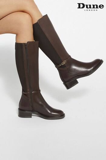 Dune London Brown Tias Branded Buckle Boots (AY2602) | £180