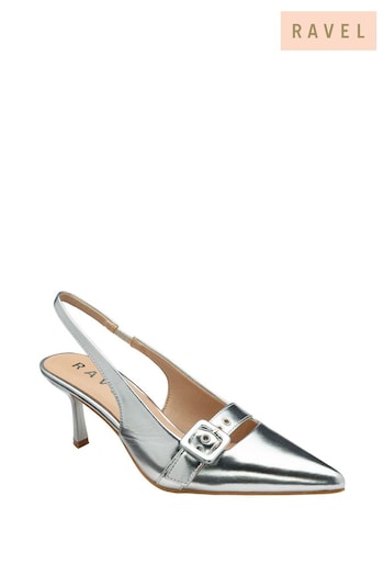 Ravel Silver Pointed-Toe Slingback Court Shoes (AY2873) | £65