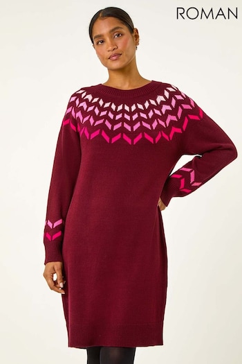 Roman Red Chevron Printed Knit Dress (AY3328) | £45