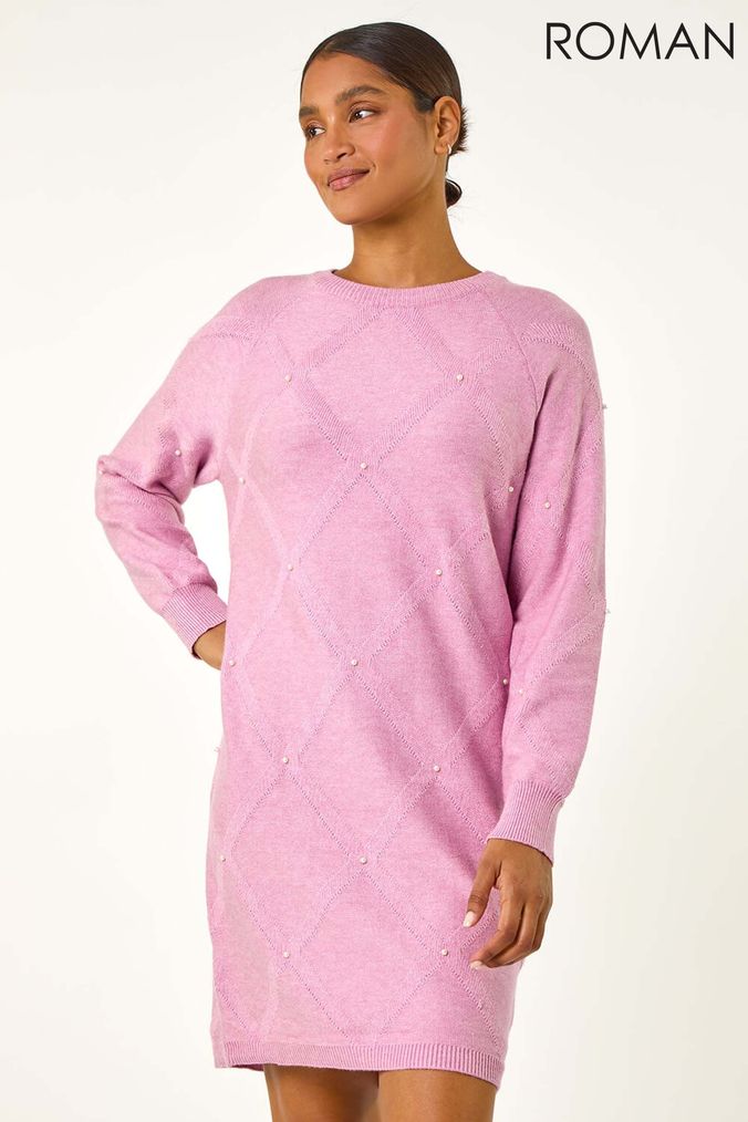 Pink sweater dresses shop