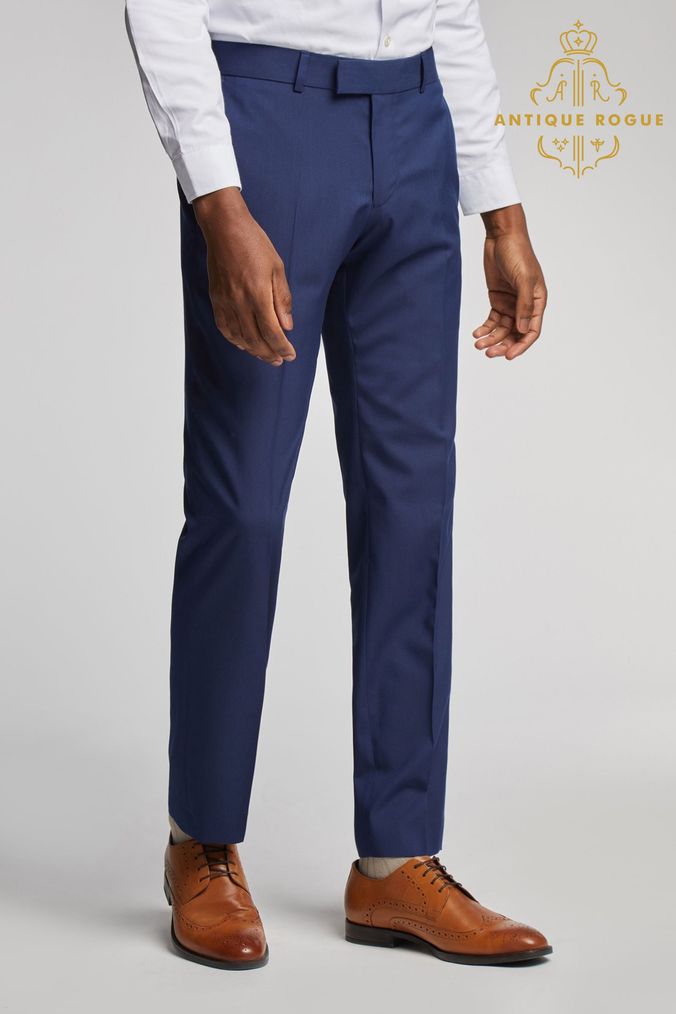 Next mens navy trousers online