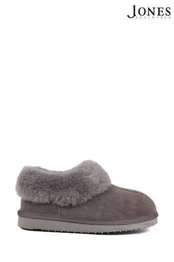 Jones Bootmaker Grey Fabiola Faux Fur Slippers (AY3447) | £55