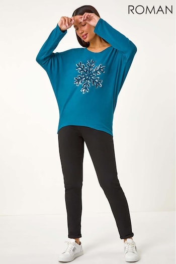 Roman Blue Snowflake Knitted Top (AY3479) | £42