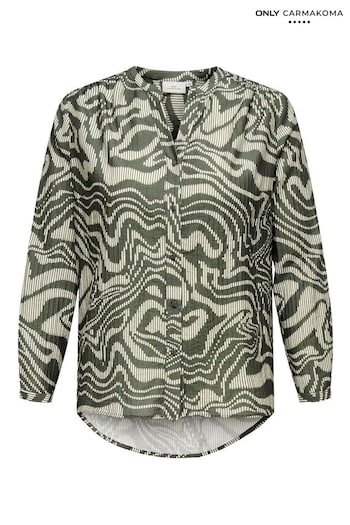 ONLY Curve Green Printed Button Through Blouse (AY3506) | £32