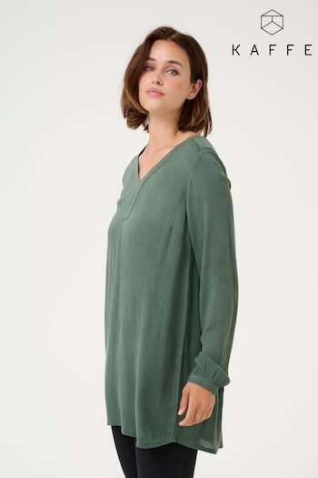 Kaffe Green V-Neck Tunic with Long Sleeves (AY3517) | £30