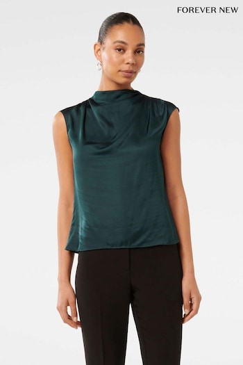 Forever New Green Jess Drape Neck Blouse (AY3585) | £45