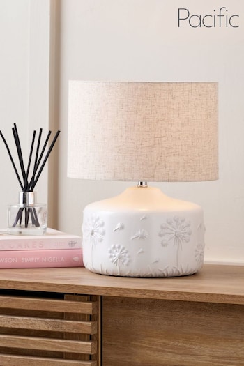 Pacific White Floral Print Ceramic Table Lamp (AY3773) | £40