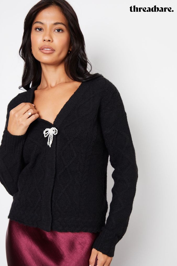 Buy Women s Cardigans Black Cable Knitwear Online Next UK