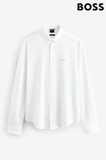 BOSS White Ground Motion Jersey Stretch Oxford Shirt (AY4634) | £119