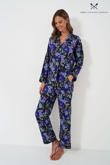 Crew Clothing Company Blue Brushed 100% Cotton Pyjama Set (AY4646) | £59