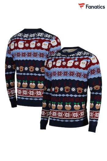 Fanatics Adults Blue Aston Villa Fairisle Christmas Jumper (AY5326) | £30