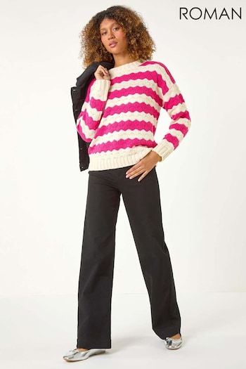 Roman Pink Wave Colour Block Knit Jumper (AY6722) | £42