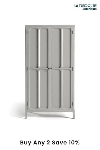 La Redoute Intérieurs Light Grey Eugenie Oak Veneer Double Wardrobe with 4 Shelves (AY6933) | £600