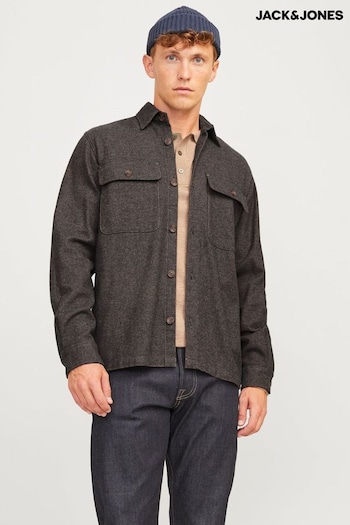 JACK & JONES Brown Raymond Melange Long Sleeve 100% Cotton Shirt (AY7402) | £55