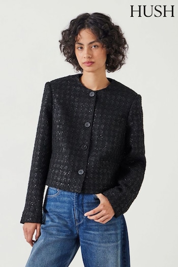 Hush Black Ester Sequin Boucle Jacket (AY7427) | £160