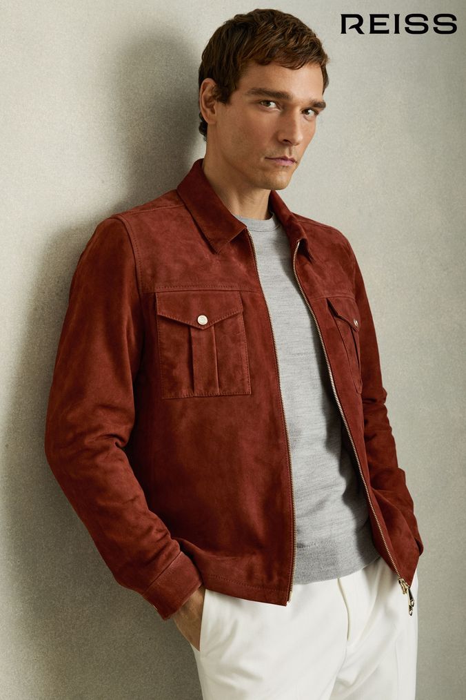 Reiss red leather jacket outlet
