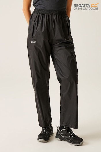 Regatta Black Womens Pack It Waterproof Trousers (AY8275) | £30