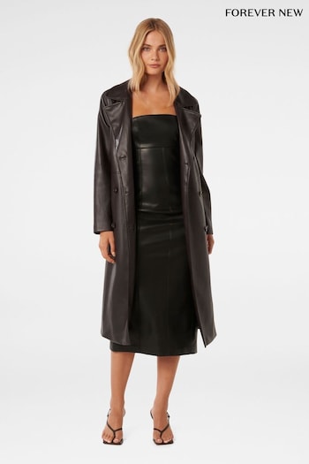 Forever New Brown Ronnie Vegan Leather Trench Coat (AY8558) | £120