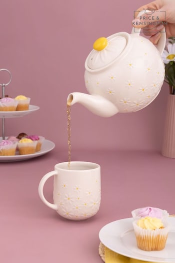 Price & Kensington. Cream Daisy 6 Cup Teapot and Mug Set (AY9042) | £37