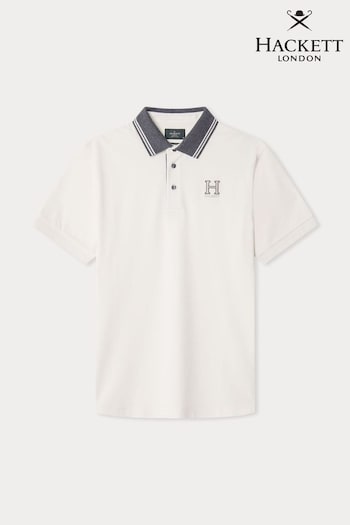 Hackett Men London White Polo Shirt (AY9302) | £110