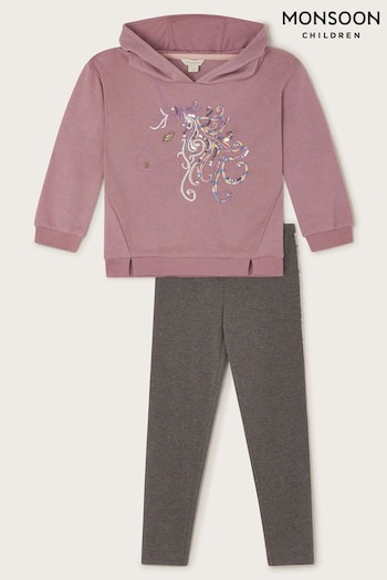 Monsoon Purple Sequin Unicorn Hoodie and Leggings Set (AY9407) | £38 - £43