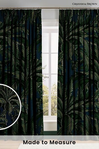 Graham & Brown Midnight Blue Daintree Made to Measure Curtains (AY9725) | £119