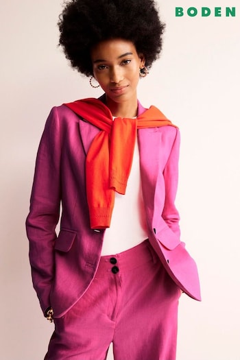 Boden Pink Petite Marylebone Linen Blazer (B00073) | £180