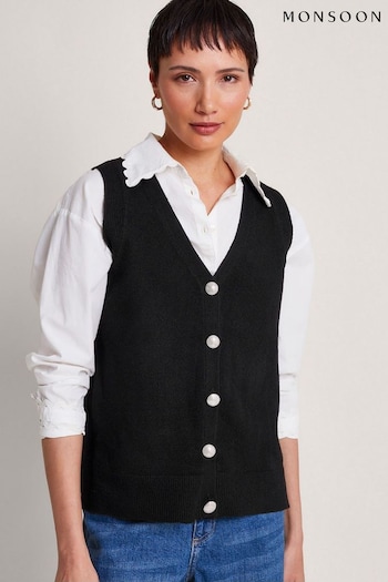 Monsoon Black Knit Bri Sweater Vest (B00169) | £55