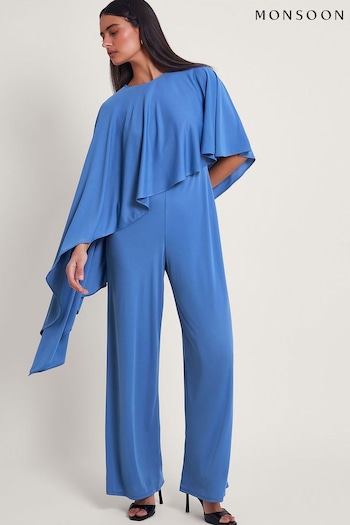 Monsoon Blue Delia Drape Jumpsuit (B00174) | £95