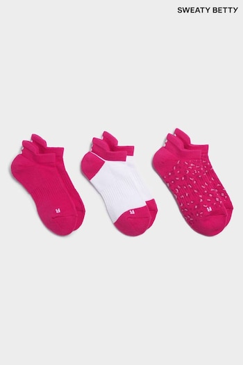 Sweaty Betty Pink Workout Trainers Socks 3 Pack (B00190) | £20