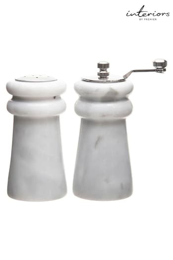 Interiors by Premier White Marble Salt and Pepper Set (B00194) | £35
