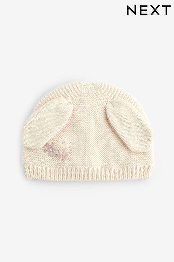 Ecru Bunny Baby Hat (0mths-2yrs) (B00401) | £8