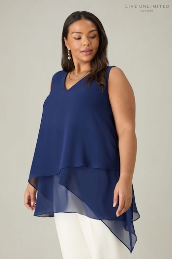 Live Unlimited Blue Curve Navy Layered Tunic (B00422) | £65