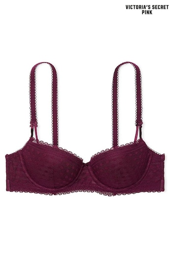 Victoria's Secret PINK Purple Rose Dainty Dot Lightly Lined Balcony Lace Bra (B00459) | £35