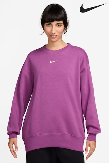 Nike Purple Phoenix Fleece Oversized Mini Swoosh Crew Neck Sweatshirt (B00593) | £55