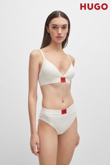 HUGO Natural Triangle Bra in Stretch Cotton With Red Logo Label (B00723) | £42