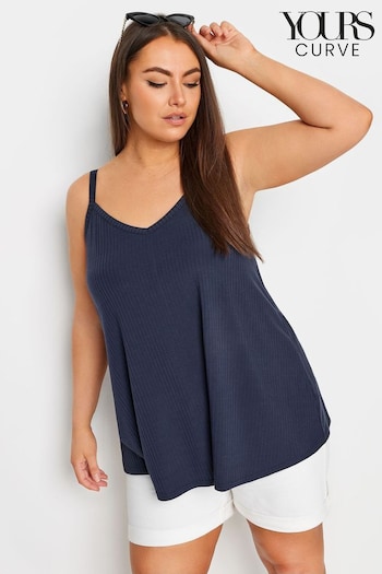 Yours Curve Blue Ribbed Camisoles (B00911) | £19