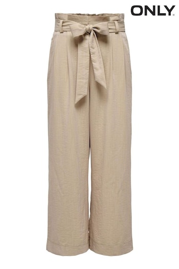 ONLY White Wide Leg Tie Front Trousers (B00983) | £32